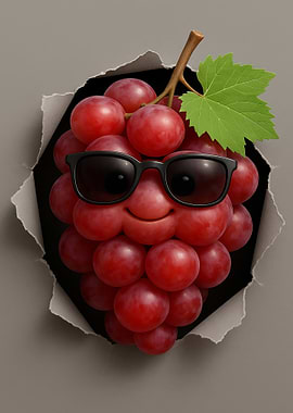 Cool Grape Character Breaking Through Wall