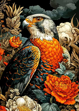 Floral Hawk Portrait