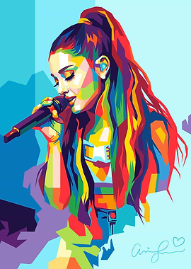 Ariana Grande Colorful Pop Art Portrait