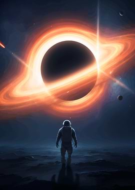 Astronaut Staring at Black Hole
