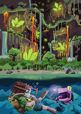 Diver and Anglerfish in Hytale Jungle Cave