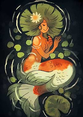 Koi Mermaid with Lily Pad Hair