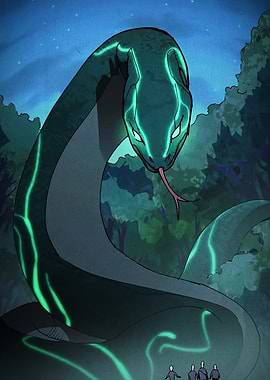 Giant Glowing Snake in Forest