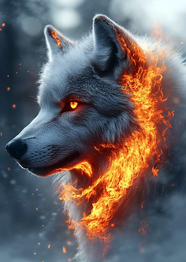 Fiery Wolf Portrait