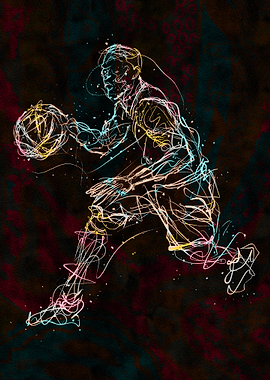 Basketball Player Abstract Line Art