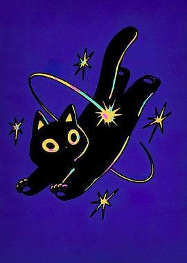 Cosmic Black Cat with Stars
