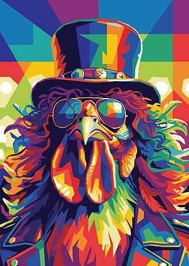 Colorful Rock Star Chicken Portrait