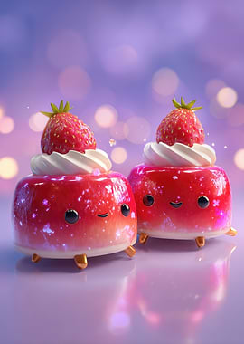 Cute Strawberry Dessert Characters