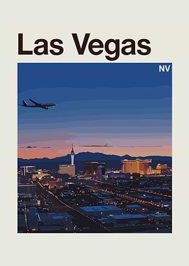 Vintage Travel Las Vegas Nevada Cityscape