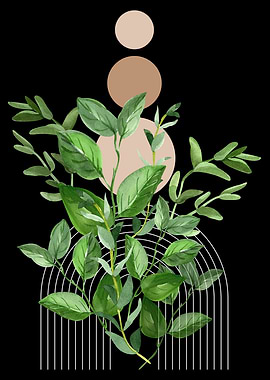 Botanical Watercolor with Geometric Elements