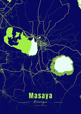 Masaya, Nicaragua Map Art