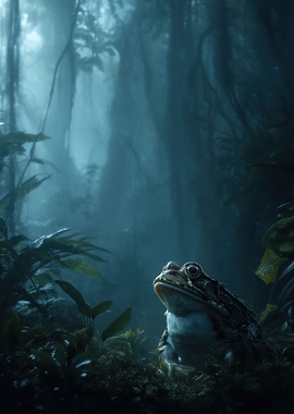 Frog in Misty Jungle