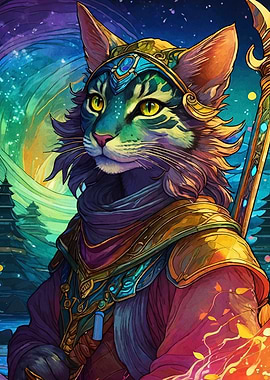 Mystical Cat Warrior Portrait