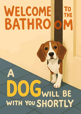 Welcome Bathroom Dog Art