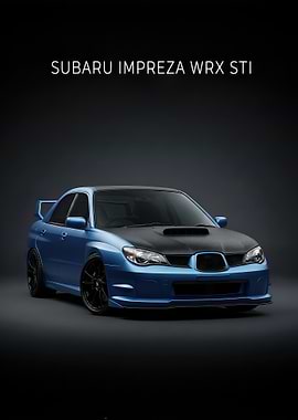 Blue Subaru Impreza WRX STI poster