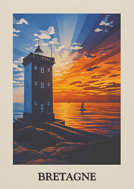 Bretagne Lighthouse Sunset