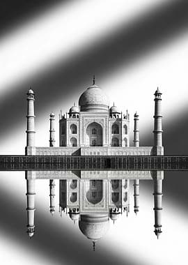 Taj Mahal Reflection Black and White
