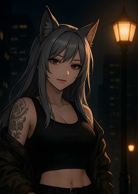Anime Girl with Wolf Ears