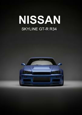 Nissan Skyline GT-R R34 blue poster