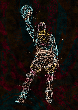 Basketball Player Abstract Line Art