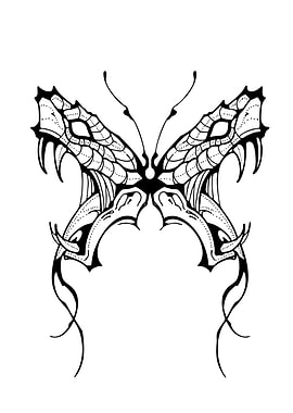 Abstract Butterfly Black and White Design