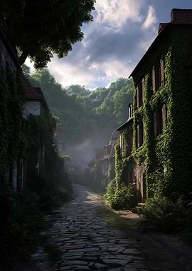Ivy-Covered Village Street