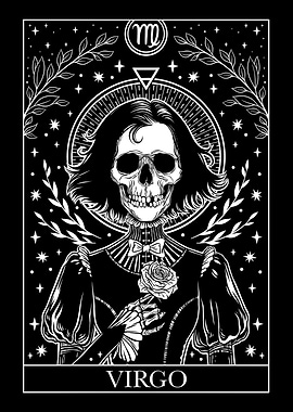 Virgo Zodiac Skeleton Tarot Card