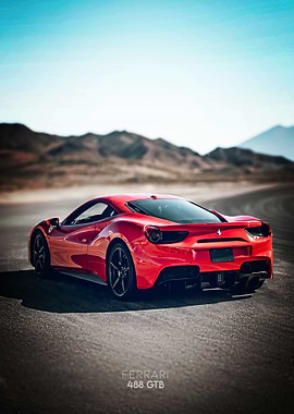 Red Ferrari 488 GTB Poster