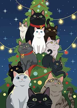Cats in a Christmas Tree