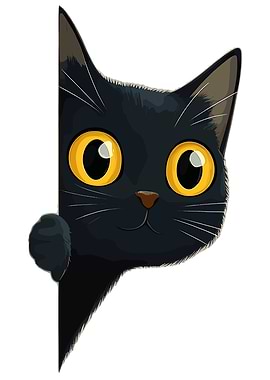 Cartoon Black Cat Peeking