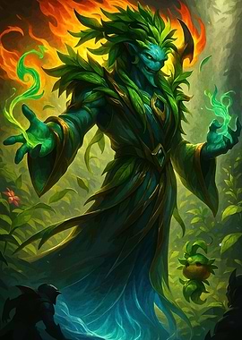 Forest Guardian with Fire and Magic