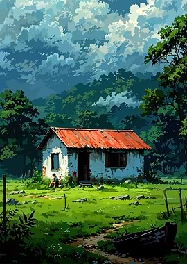 Rural House in Green Landscape