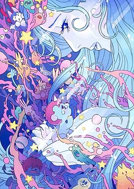 Underwater Dreamscape with Girl and Creatures