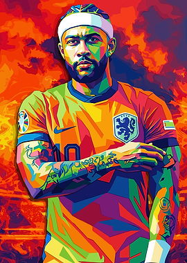 Memphis Depay Colorful Portrait