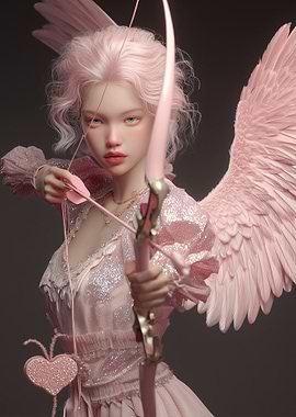 Pink Cupid with Bow and Arrow