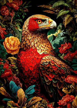 Eagle in Floral Jungle