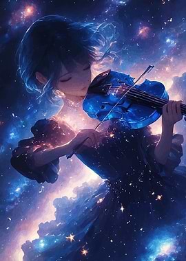 Celestial Violinist in Starry Night