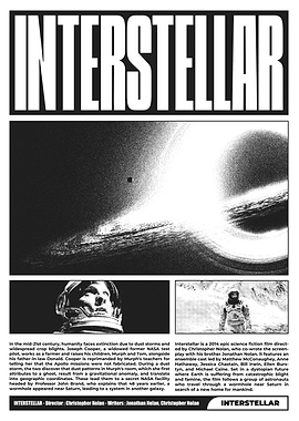 Interstellar Movie Poster Black and White