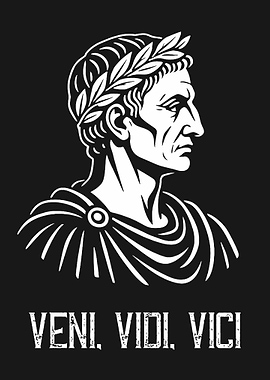 Julius Caesar Portrait with Latin Quote