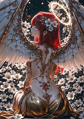 Anime Angel with Wings and Halo