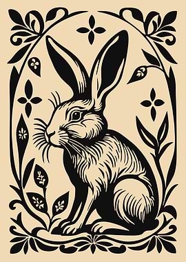 Rabbit Floral Illustration