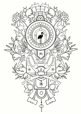 Flamingo Emblem Black and White Tak me back to eden