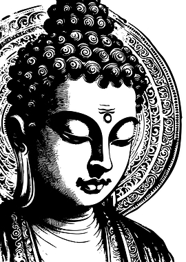 Buddha Black and White Illustration