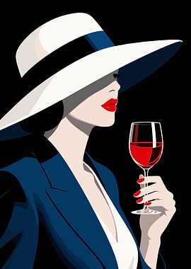 Elegant Woman with Wine