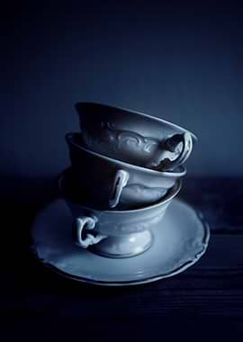 Stacked Tea Cups Still Life