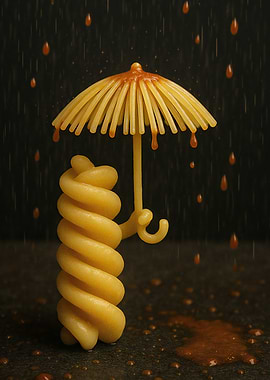 Pasta Umbrella in Tomato Sauce Rain