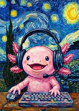 Axolotl PC Gamer Starry Night P