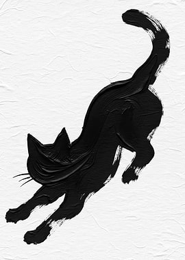 Black Cat Brushstroke Art
