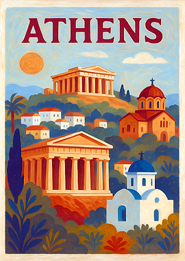 Athens Travel Poster