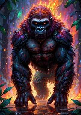 Fiery Gorilla in Jungle